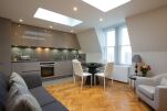 Living Room and Kitchen, Barons Court Serviced Apartments, West Kensington, London
