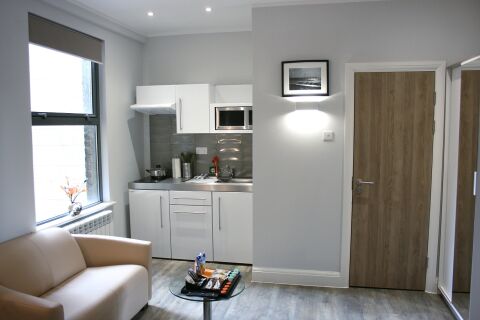 Living Area and Kitchen, Caroco Serviced Apartments, Croydon
