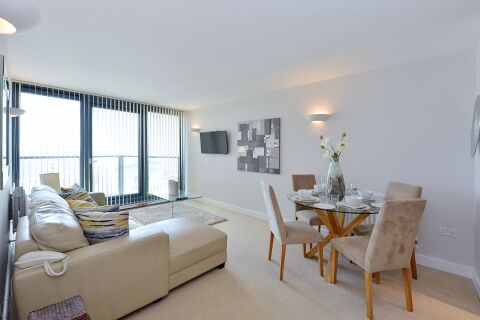 Living Area, Neutron Tower Serviced Apartments, Canary Wharf