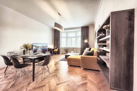Living Area, Milosrdnych Serviced Apartments, Prague