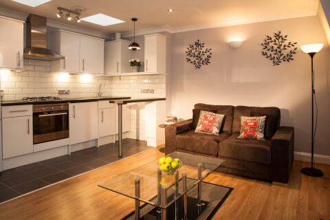 Living Room and Kitchen, Hammersmith Grove Serviced Apartments, London