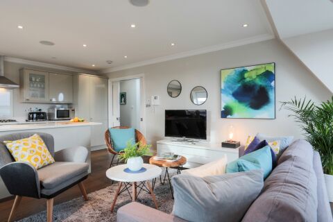 Living Area, White Hill House 5 Serviced Apartment, Clapham