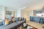 Living Area 3 bed, Wembley Park Serviced Apartment, London