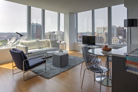 Living Room, Radian Serviced Apartments, Boston