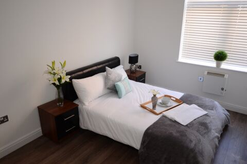 Bedroom, Number 91 Serviced Apartment, Birmingham