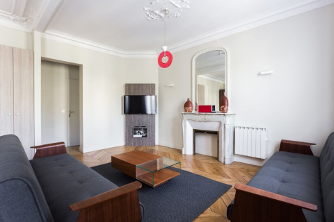 Living Area, Avenue de Villiers Serviced Apartment, Paris