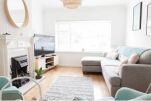 Open plan living space with sofabed
