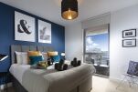 One of the premium double bedrooms. The beds can be set up as either a king size bed or 2 single beds in each bedroom. This bedroom has a wonderful sea view. 
