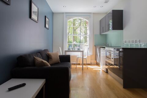 Living Room and Kitchen, Paddington Green Serviced Apartments, Paddington, London