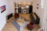 1 bed apartment living room and kitchen