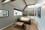 High ceilings in our 1-bedroom penthouse apartment