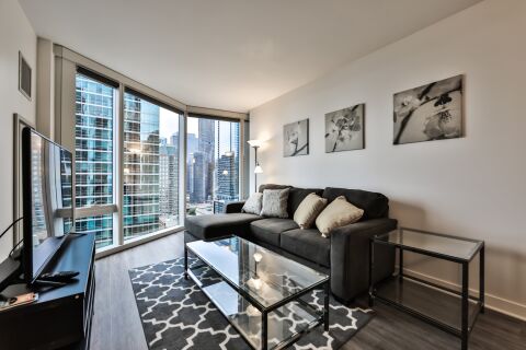Living Area, Moment Serviced Apartments, Chicago