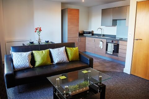 Living area and kitchen, The Cambria Serviced Apartment, Ipswich