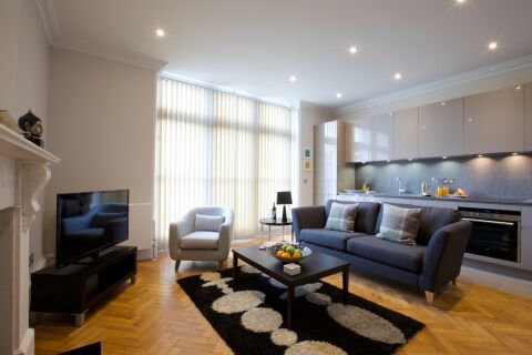 Living Room and Kitchen, Comeragh Serviced Apartments, West Kensington, London